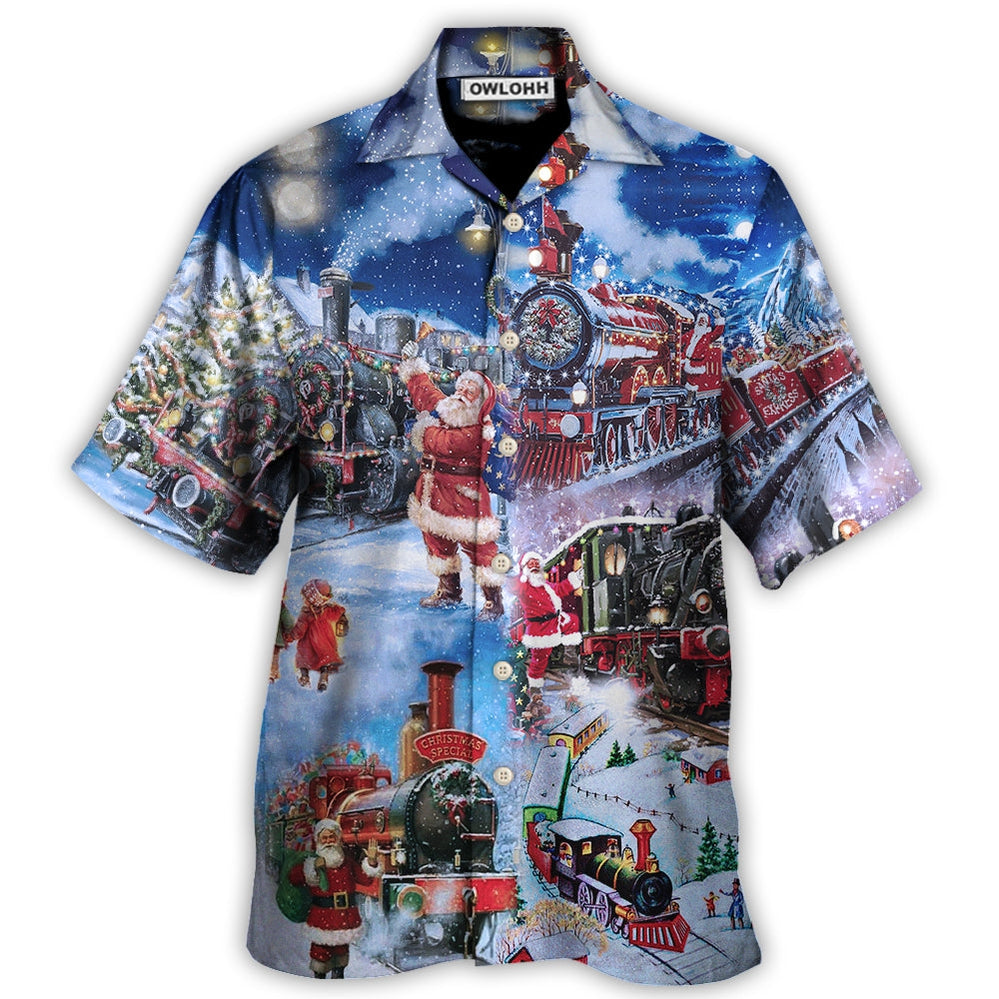 Train Christmas Santa And Train Happiness - Hawaiian Shirt - Owl Ohh - Owl Ohh