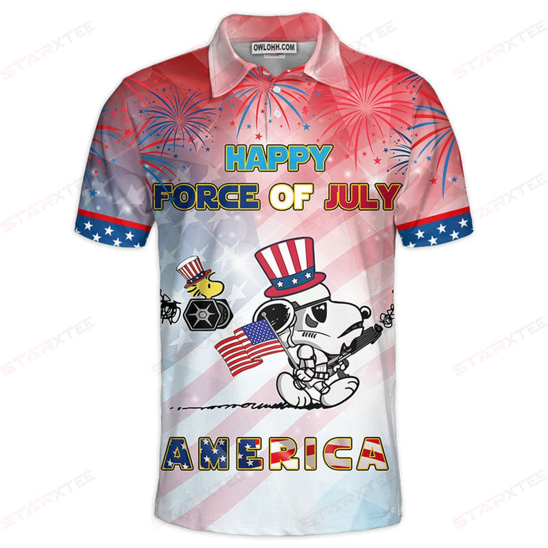 Star Wars Snoopy Happy Force Of July America Gift For Fans Polo Shirt