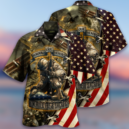 Veteran Honoring Our Heros With Dark Style - Hawaiian Shirt - Owl Ohh - Owl Ohh