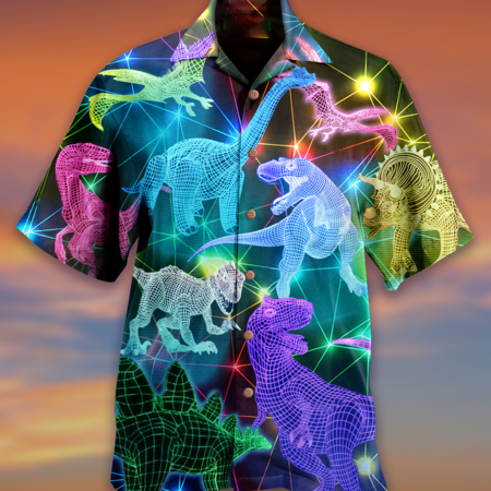 Dinosaur Fullcolor Neon Cool - Hawaiian Shirt - Owl Ohh - Owl Ohh