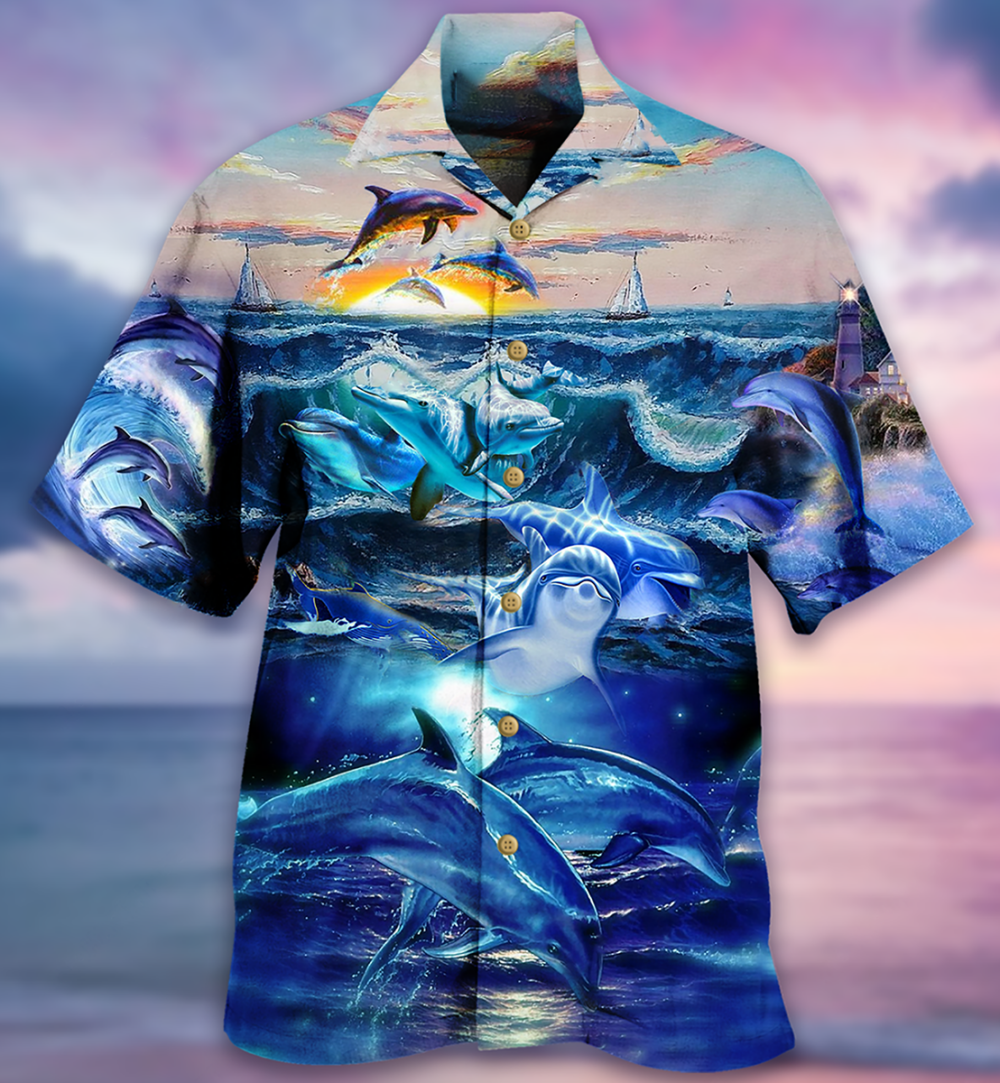 Dolphin Lovely Love Ocean Love Human - Hawaiian Shirt - Owl Ohh - Owl Ohh
