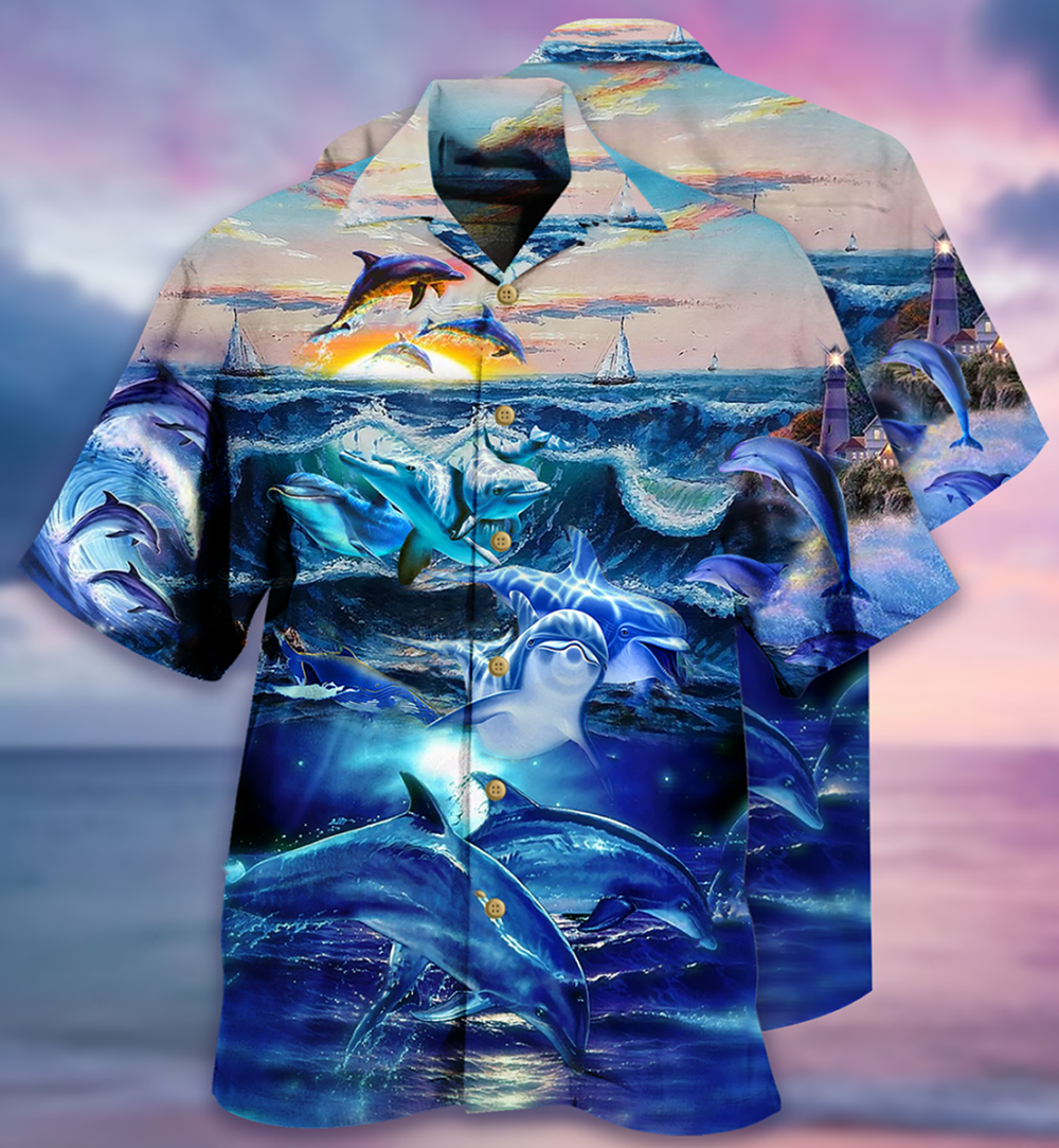 Dolphin Lovely Love Ocean Love Human - Hawaiian Shirt - Owl Ohh - Owl Ohh