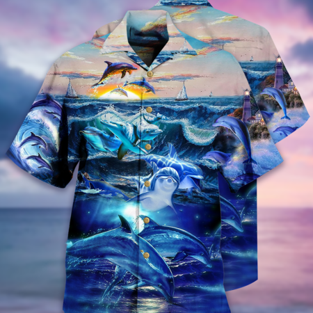 Dolphin Lovely Love Ocean Love Human - Hawaiian Shirt - Owl Ohh - Owl Ohh