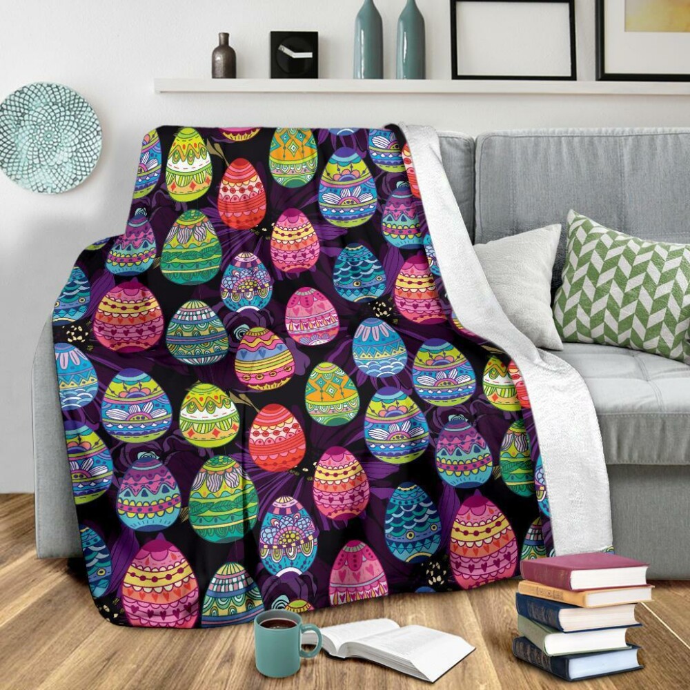 Easter Eggs Pattern Purple Happy Easter Day - Flannel Blanket - Owl Ohh - Owl Ohh