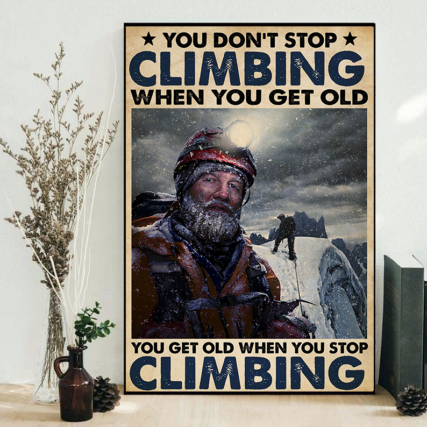 Climbing Old Man Mountaineering You Don't Stop Climbing - Vertical Poster - Owl Ohh - Owl Ohh
