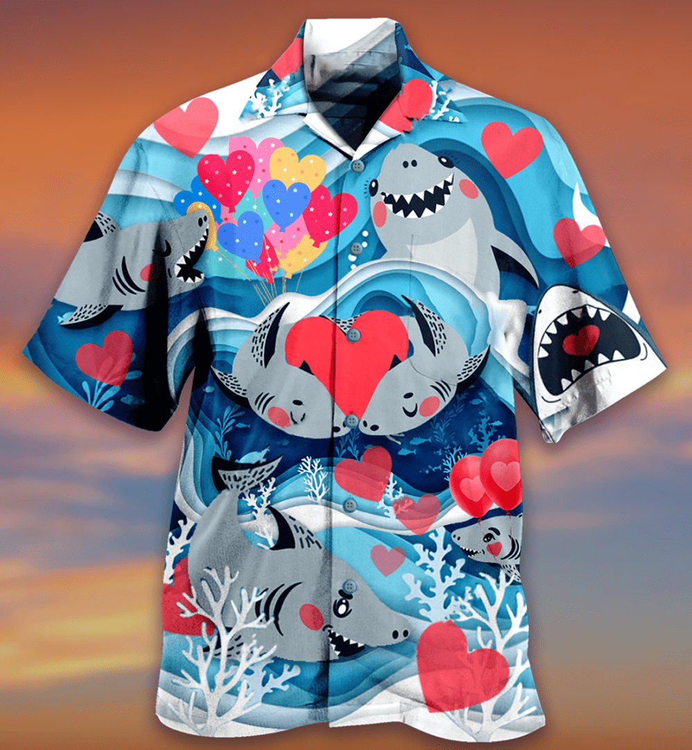 Shark Couple Love Style - Hawaiian Shirt - Owl Ohh - Owl Ohh