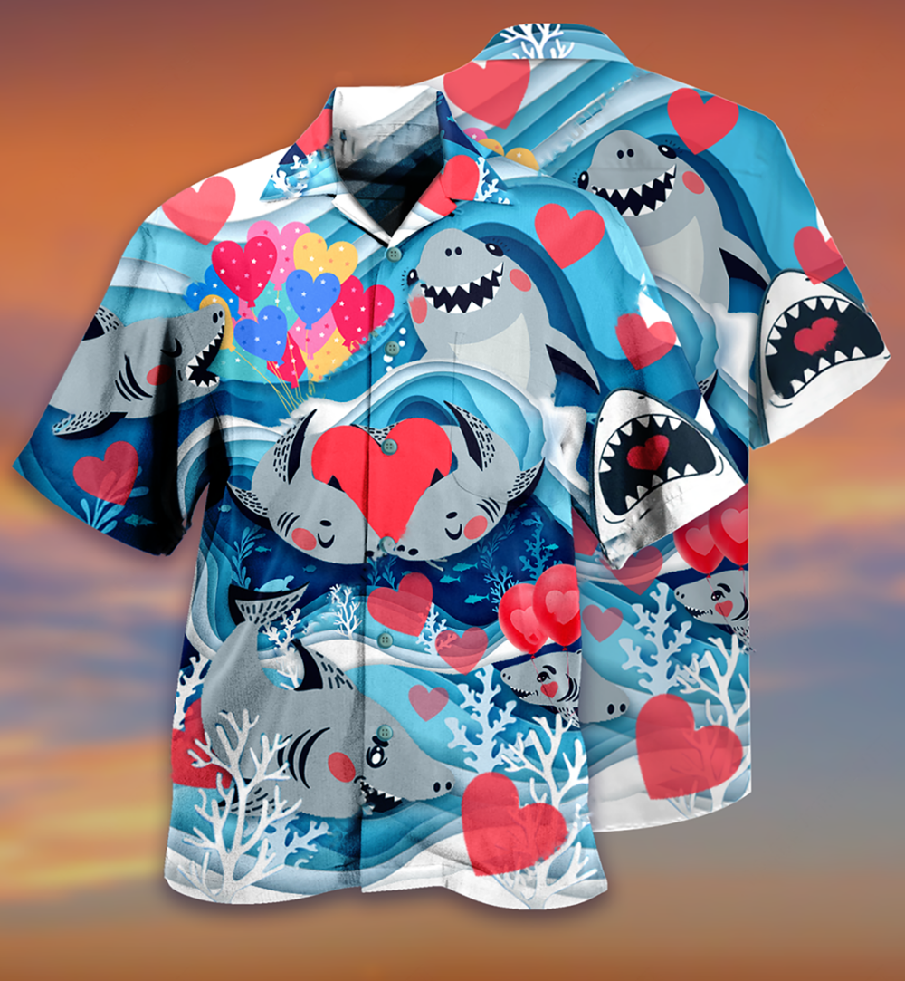 Shark Couple Love Style - Hawaiian Shirt - Owl Ohh - Owl Ohh