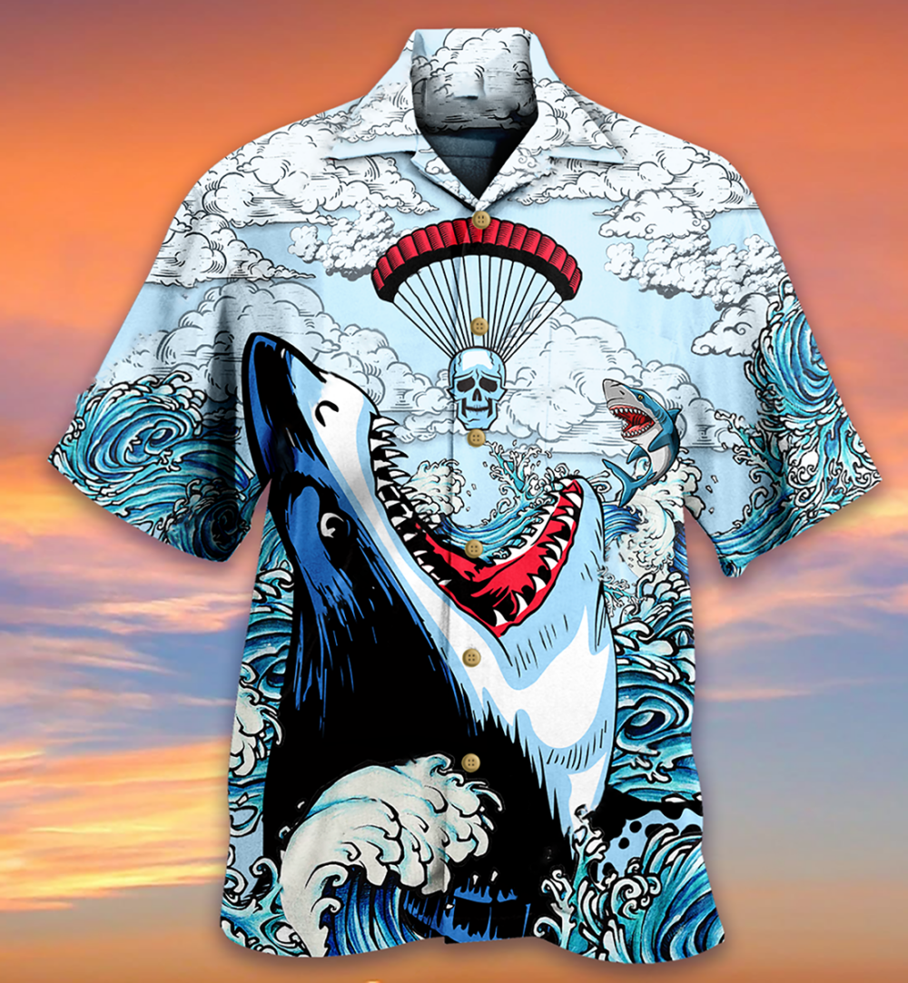 Shark Love Skull Style - Hawaiian Shirt - Owl Ohh - Owl Ohh