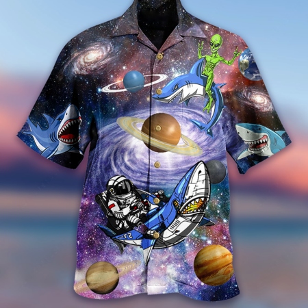 Shark Alien Space - Hawaiian Shirt - Owl Ohh - Owl Ohh
