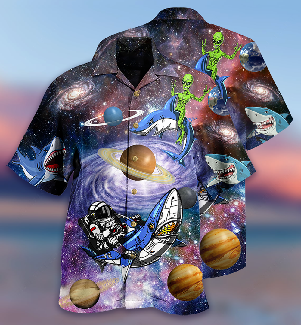 Shark Alien Space - Hawaiian Shirt - Owl Ohh - Owl Ohh