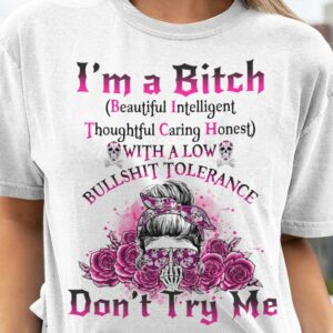 I'M A B DON'T TRY ME ROSE MESSY BUN COTTON SHIRT - TLNO1104231
