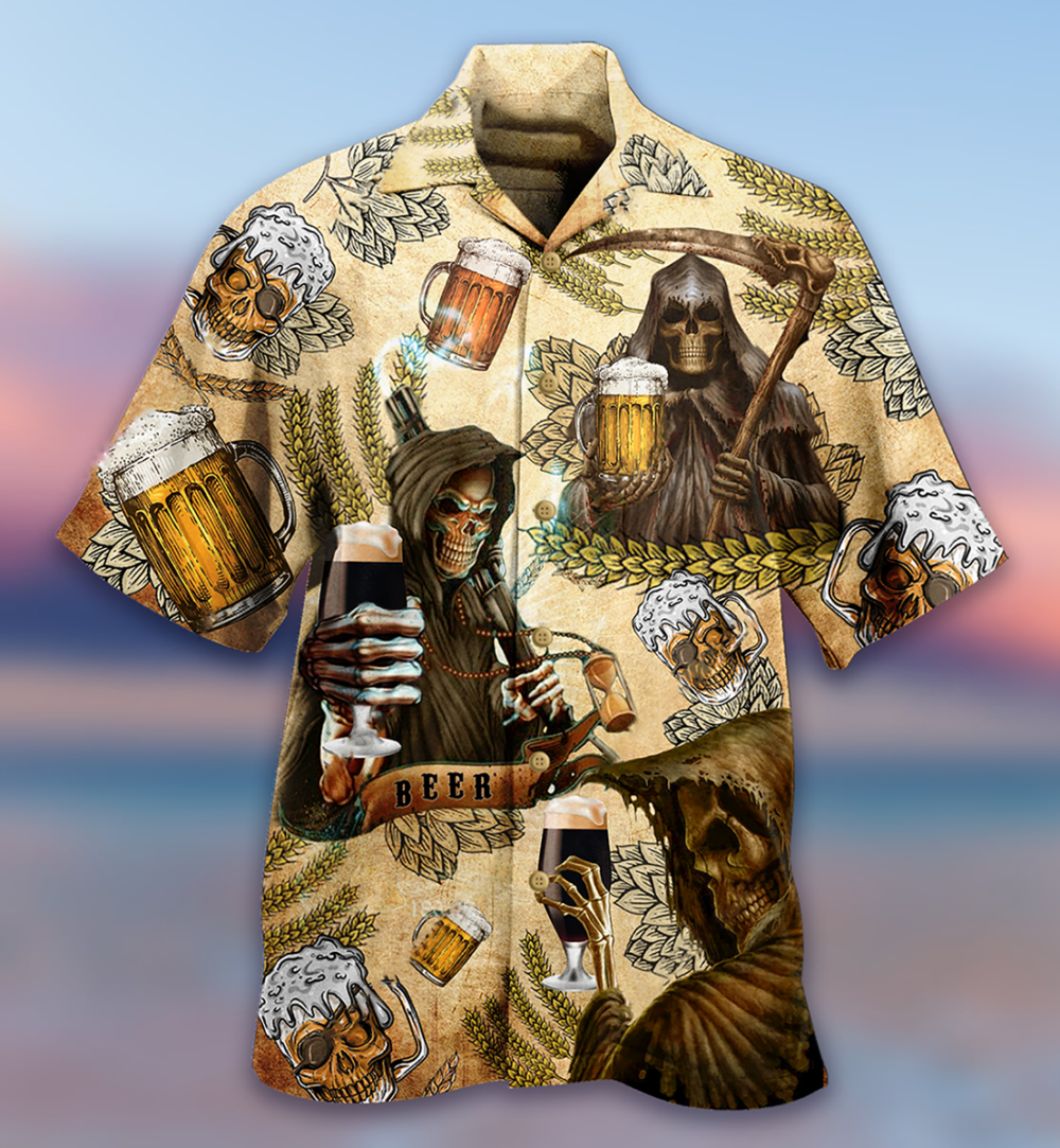 Beer Skull Love Beer Happy Day - Hawaiian Shirt - Owl Ohh - Owl Ohh