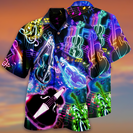 Violin Music Neon Style - Hawaiian Shirt - Owl Ohh - Owl Ohh