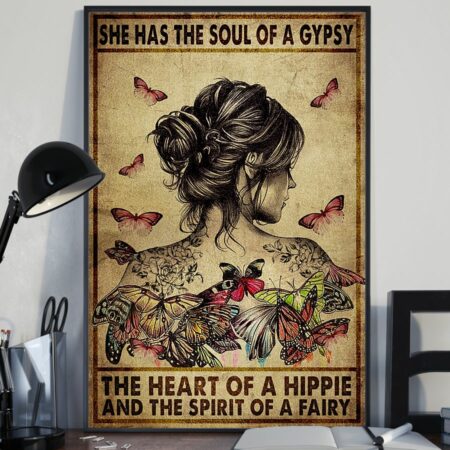 Butterfly She Has The Soul Of A Gypsy - Vertical Poster - Owl Ohh - Owl Ohh