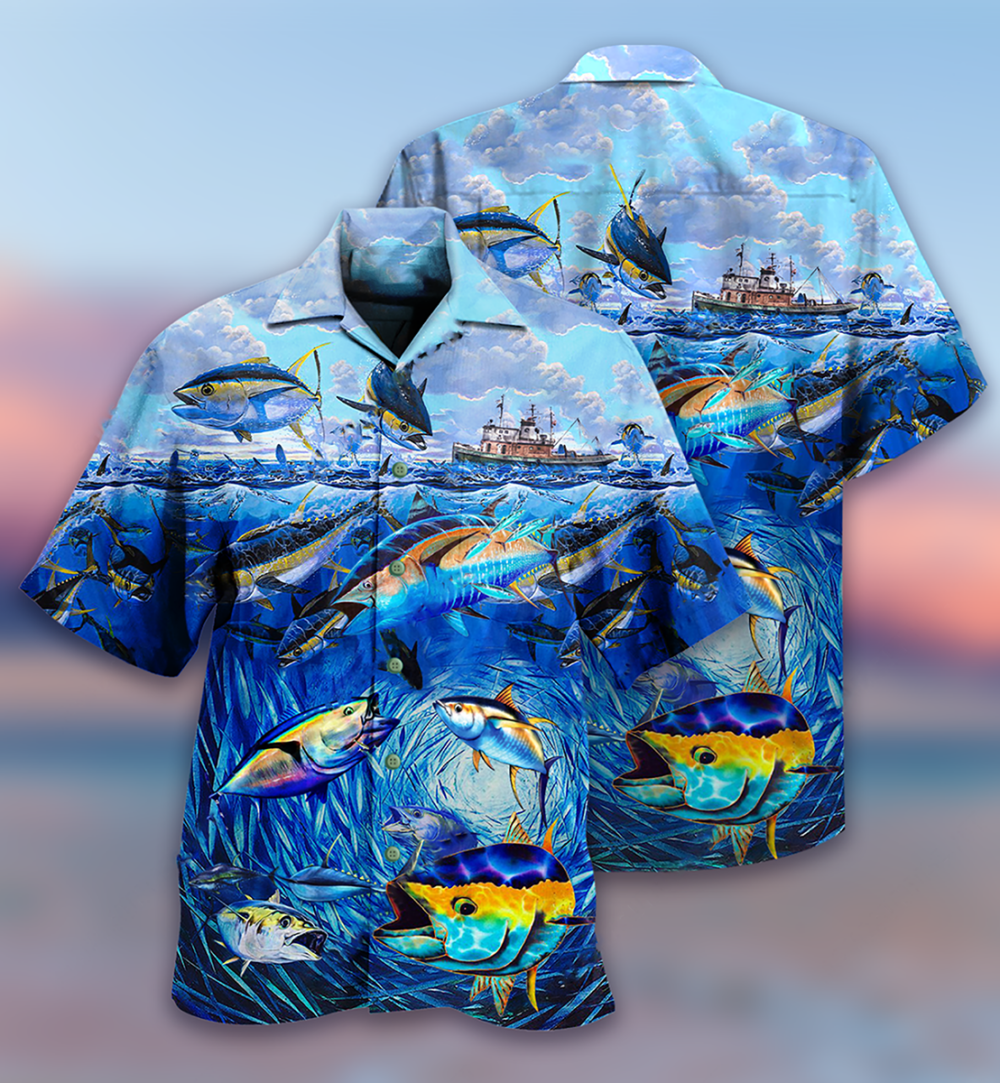 Fishing Love Fish Love Ocean - Hawaiian Shirt - Owl Ohh - Owl Ohh