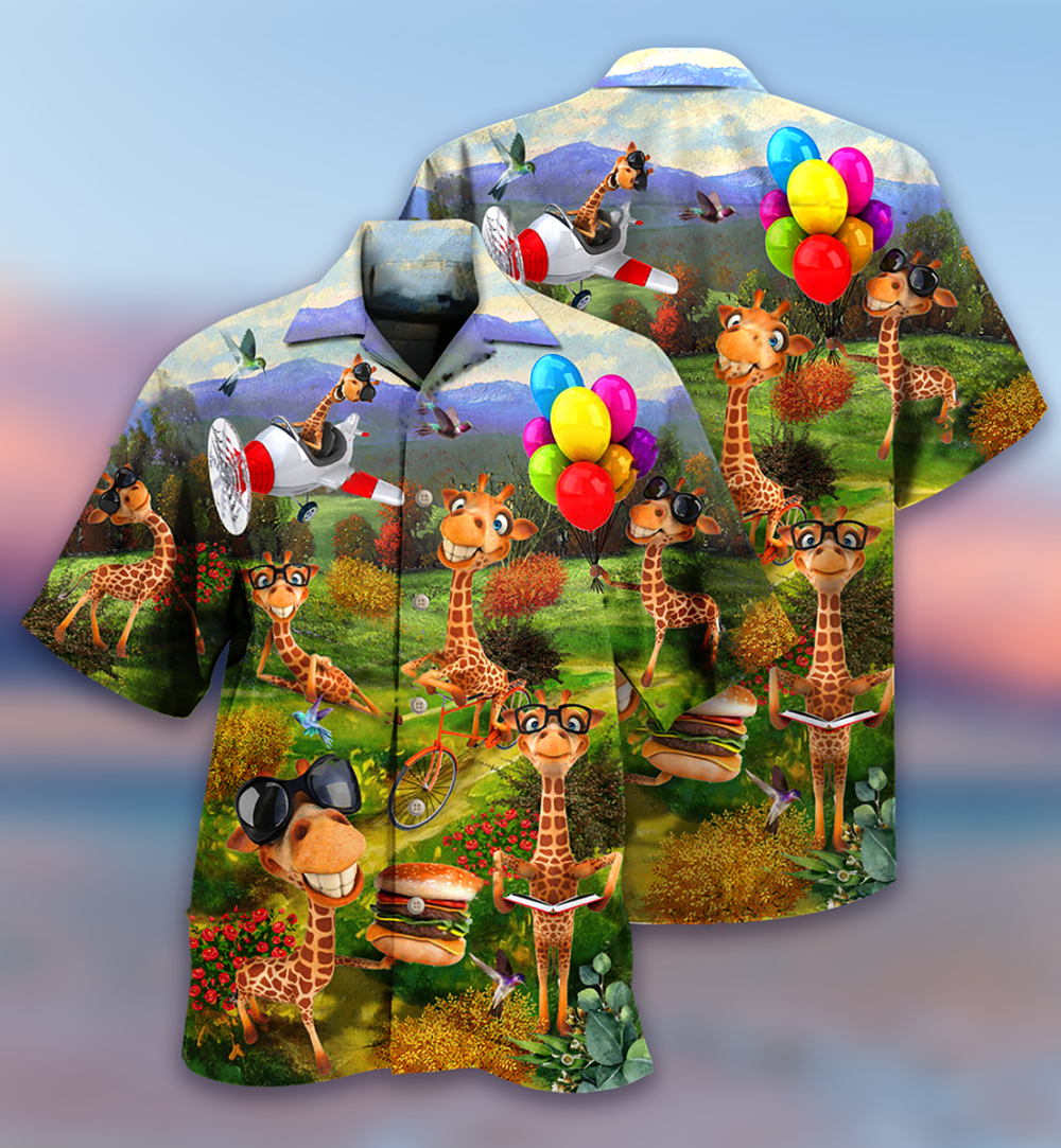 Giraffe Smile Happy - Hawaiian Shirt - Owl Ohh - Owl Ohh