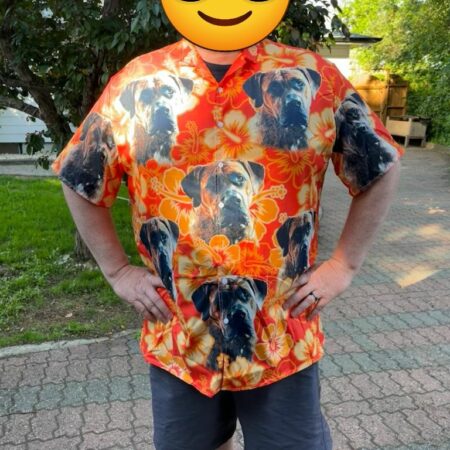 Custom Hawaiian Shirt For Dog Lovers | Personalized Puppy Lovers Gift | Flowers Pattern Neon-Orange Color Aloha Shirt