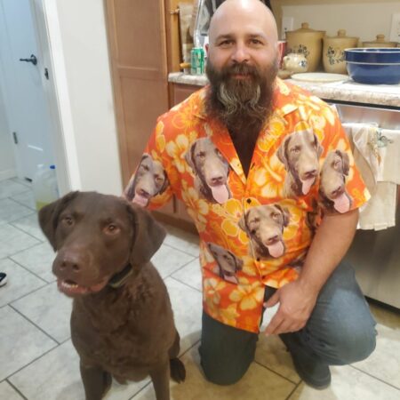 Custom Hawaiian Shirt For Dog Lovers | Personalized Puppy Lovers Gift | Flowers Pattern Neon-Orange Color Aloha Shirt