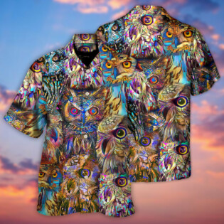Owl Wild Animal Neon Colorful - Hawaiian Shirt - Owl Ohh for men and women, kids - Owl Ohh