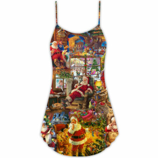 Santa Christmas Happy Holiday Season Of Joy - V-neck Sleeveless Cami Dress - Owl Ohh - Owl Ohh