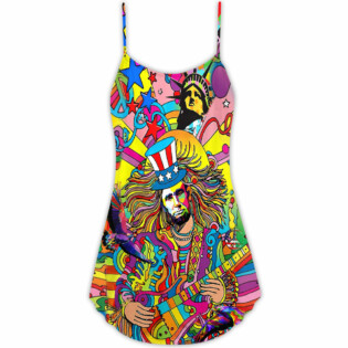 Hippie America Colorfull Style - V-neck Sleeveless Cami Dress - Owl Ohh - Owl Ohh