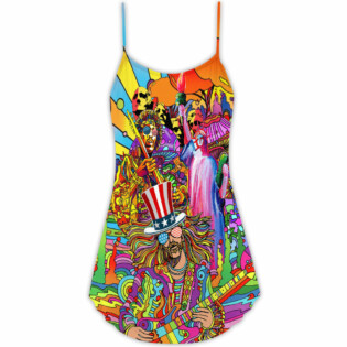 Hippie Independence Day America Cool - V-neck Sleeveless Cami Dress - Owl Ohh - Owl Ohh