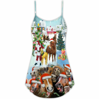 Christmas Horse Loves Christmas Very Happy - V-neck Sleeveless Cami Dress - Owl Ohh - Owl Ohh