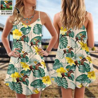 Horse You Want Tropical Style Custom Photo - V-neck Sleeveless Cami Dress - Personalized Photo Gifts - Owl Ohh