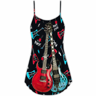 Guitar All I Need Is Playing Music - V-neck Sleeveless Cami Dress - Owl Ohh - Owl Ohh