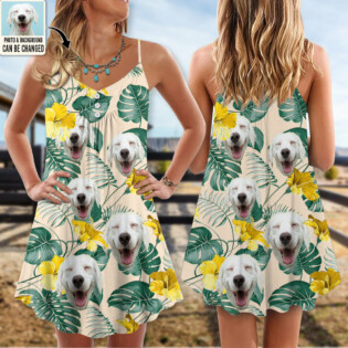 Dog You Want Tropical Style Custom Photo - V-neck Sleeveless Cami Dress - Personalized Photo Gifts - Owl Ohh