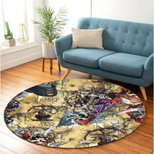 Skull Amazing Pirate Hunting - Round Mat - Owl Ohh - Owl Ohh