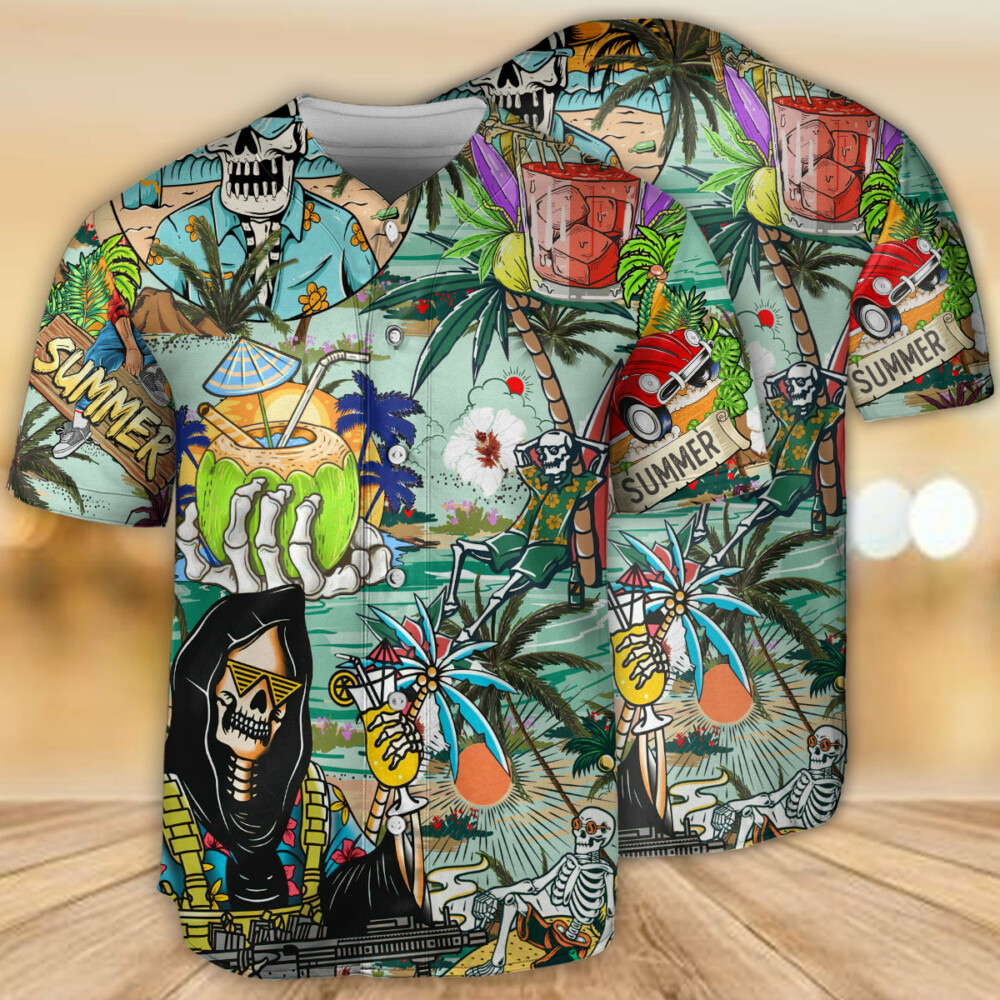 Skull Chill Out Summer Beach - Baseball Jersey - Owl Ohh - Owl Ohh