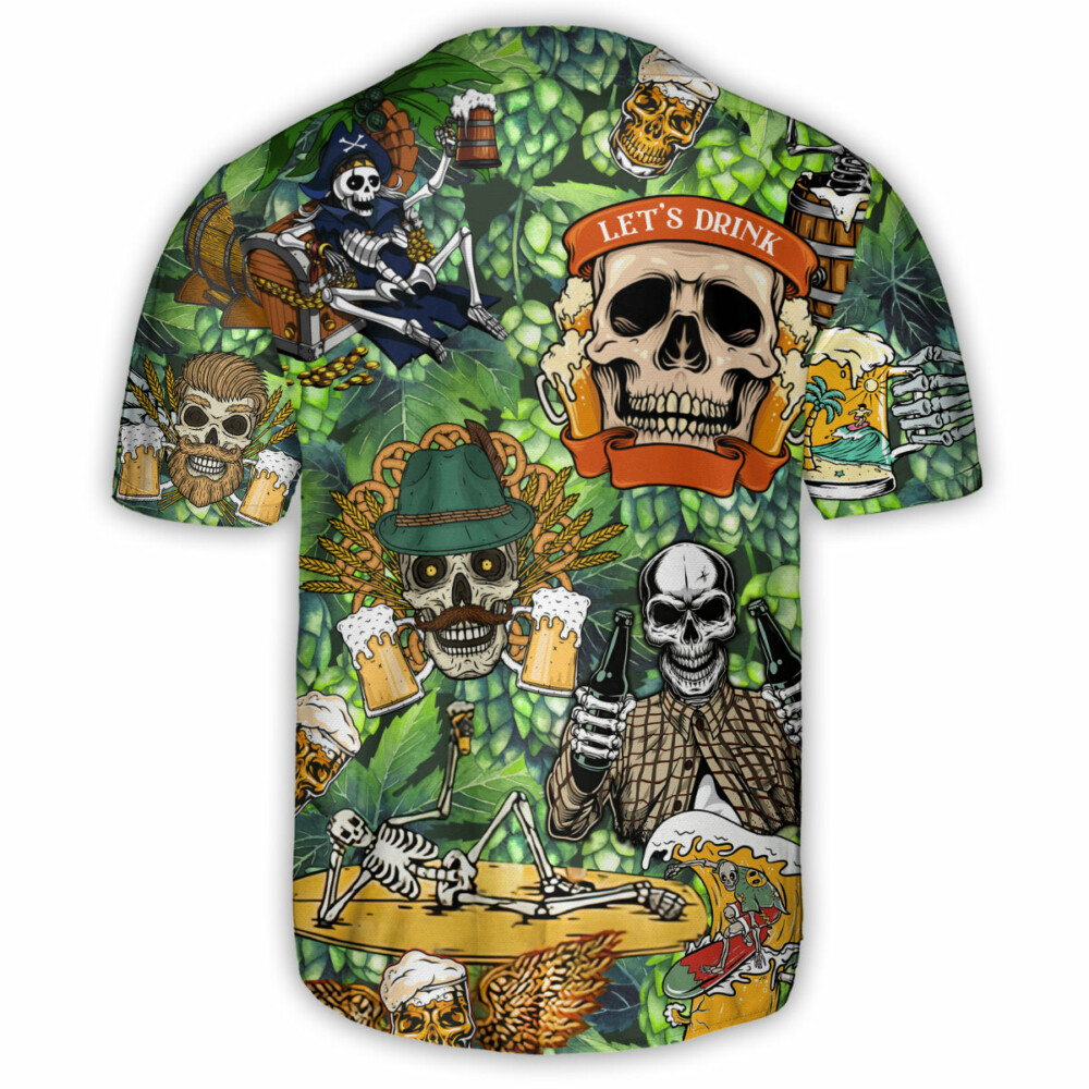 Skull Beer It's Beer Time Skull - Baseball Jersey - Owl Ohh - Owl Ohh