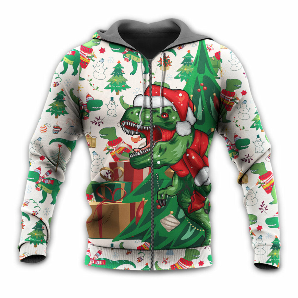 Christmas Dinosaurs Xmas Tree T-rex Merry Rexmas - Hoodie - Owl Ohh - Owl Ohh