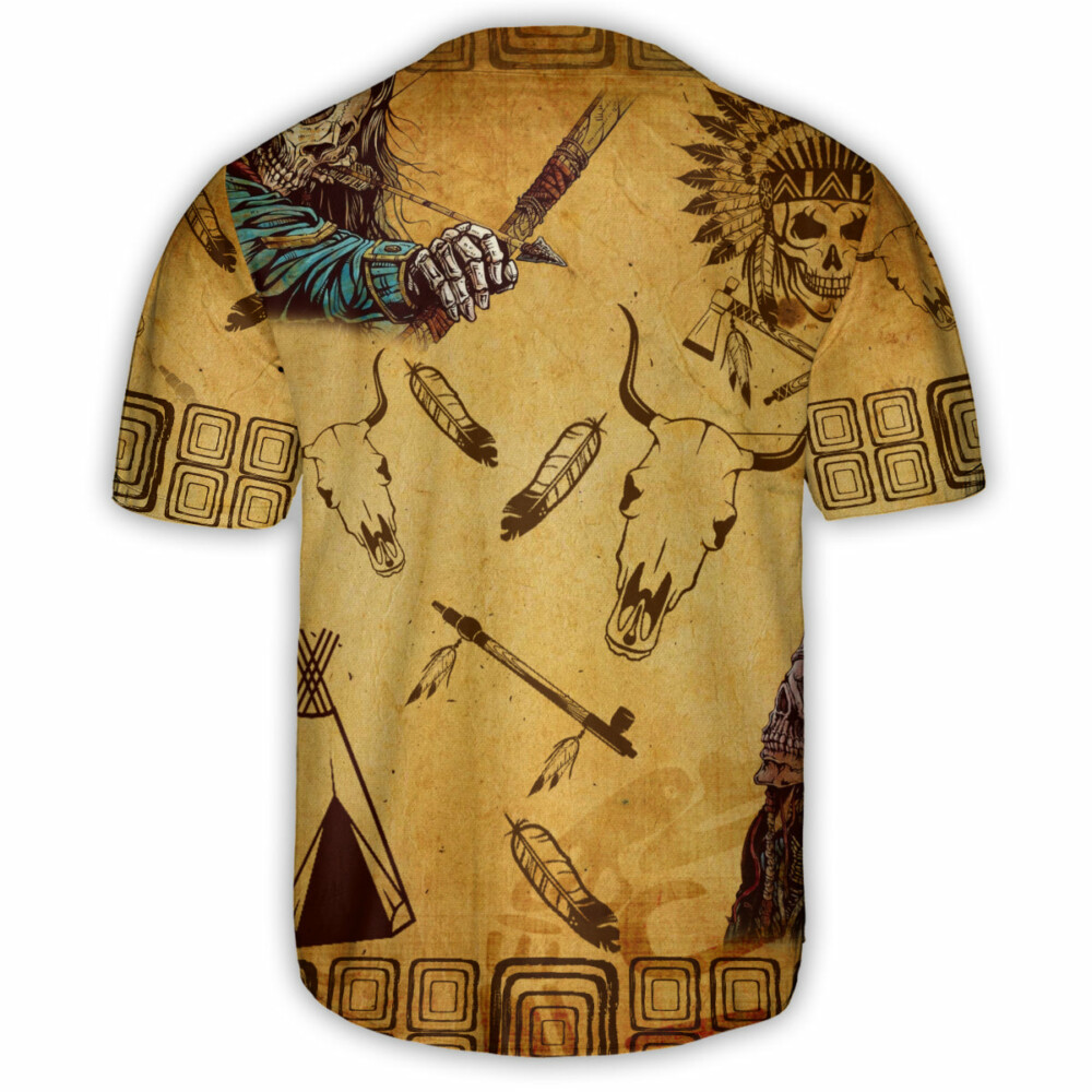 Skull Native Skull War - Baseball Jersey - Owl Ohh - Owl Ohh
