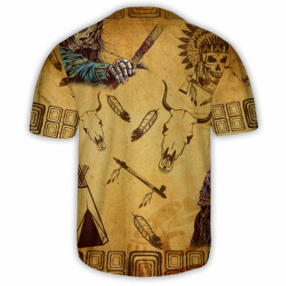 Skull Native Skull War - Baseball Jersey - Owl Ohh - Owl Ohh