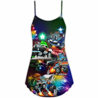 Christmas Car Neon Amazing Style - V-neck Sleeveless Cami Dress - Owl Ohh - Owl Ohh