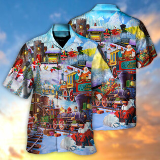 Christmas Holiday Santa Claus in a Train - Hawaiian Shirt - Owl Ohh - Owl Ohh