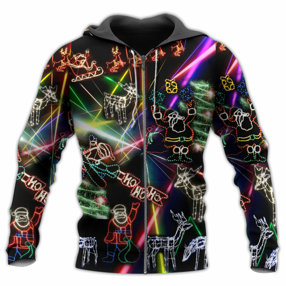 Christmas Tree Neon Art And Snowman - Hoodie - Owl Ohh - Owl Ohh