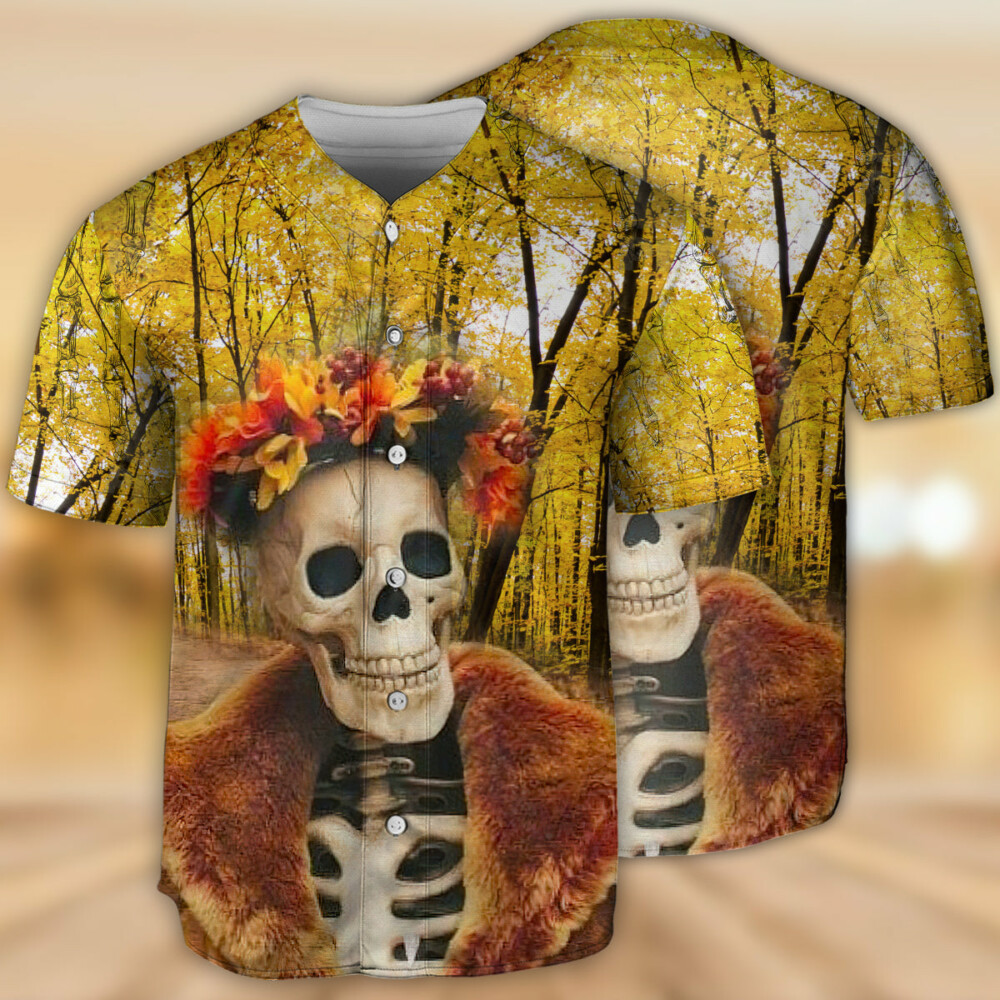 Skull Amazing Skeletonin Autumn - Baseball Jersey - Owl Ohh - Owl Ohh