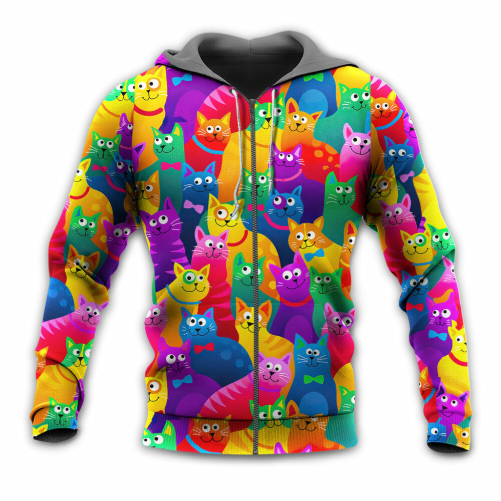 Cats Funny Colorful Style - Hoodie - Owl Ohh - Owl Ohh
