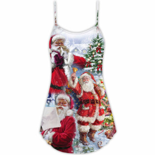 Christmas Santa Claus Is Coming To Town - V-neck Sleeveless Cami Dress - Owl Ohh - Owl Ohh