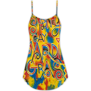 Sydney Mardi Gras Colorful Art - V-neck Sleeveless Cami Dress - Owl Ohh