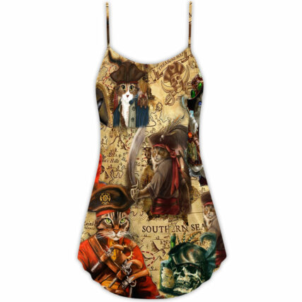 Cat Pirate Amazing Cool Style - V-neck Sleeveless Cami Dress - Owl Ohh - Owl Ohh