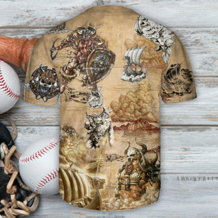 Viking Map War Vintage Style - Baseball Jersey - Owl Ohh - Owl Ohh