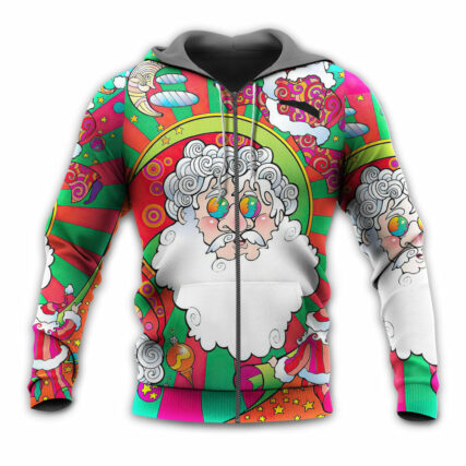 Christmas Santa Claus Psychedelic Colorful Hippie - Hoodie - Owl Ohh - Owl Ohh