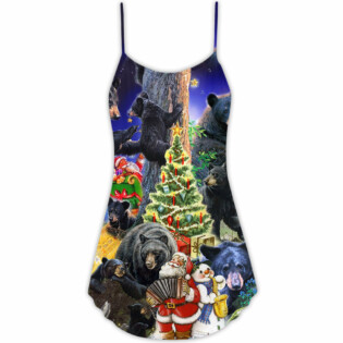 Bear Family Santa Merry Christmas Snow - V-neck Sleeveless Cami Dress - Owl Ohh - Owl Ohh