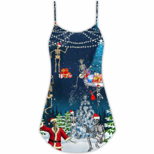 Christmas Skull X-raymas Merry Christmas - V-neck Sleeveless Cami Dress - Owl Ohh - Owl Ohh