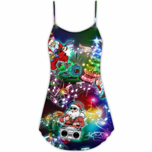 Music Santa Funny Merry Christmas - V-neck Sleeveless Cami Dress - Owl Ohh - Owl Ohh