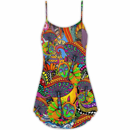 Hippie Peace Life Color Floral - V-neck Sleeveless Cami Dress - Owl Ohh - Owl Ohh